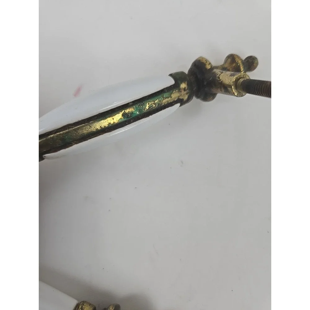 6 Antique White Porcelain & Brass 5